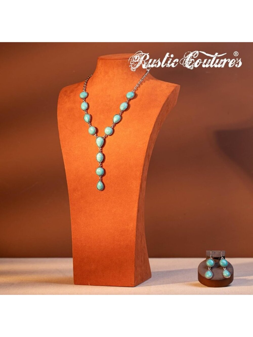Turquoise Western Necklace & Earrings Set - Boho Jewelry for Women, Perfect Gift - Picture 2 of 7